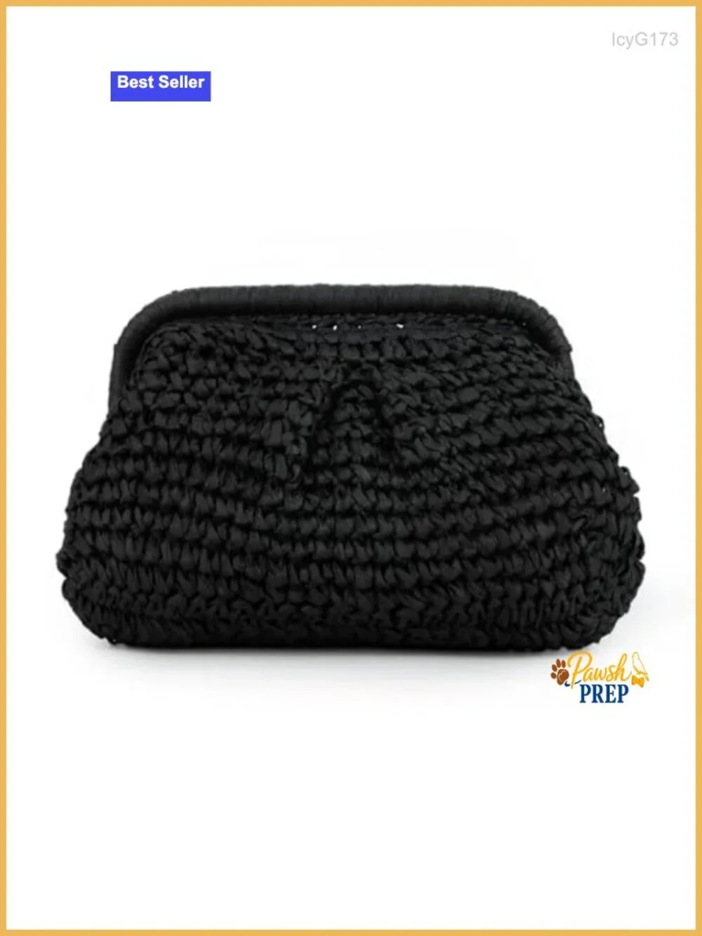 Handwoven Summer Beach Straw Clutch Purse w/ Chain Shoulder Strap